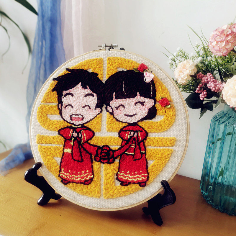 戳戳绣diy手工材料包结婚喜字刺绣针毛线画戳戳乐送情侣新婚礼物,居家布艺,戳戳绣,淘宝优惠券,粉丝福利购,淘宝优惠卷
