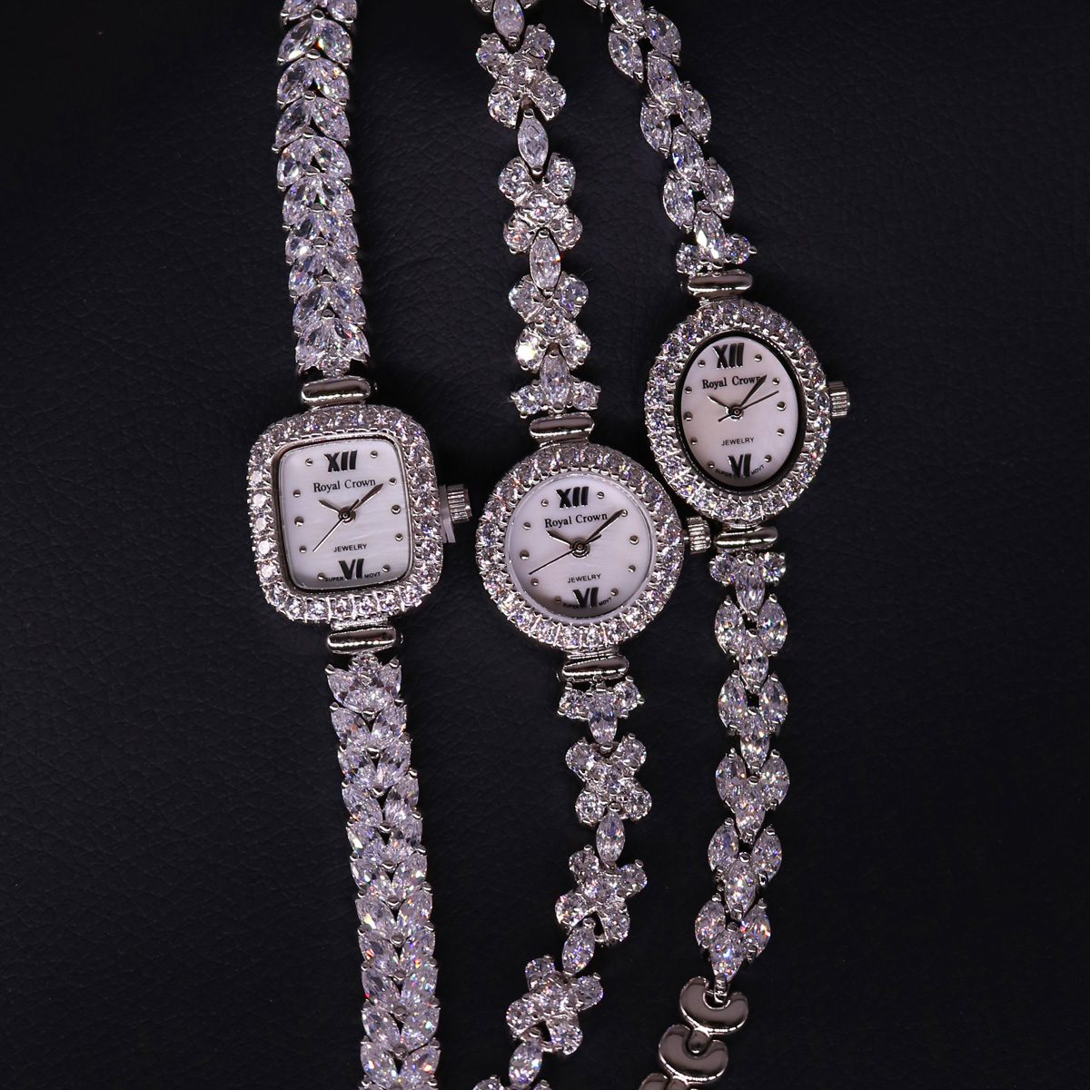 萝亚克朗RoyalCrown女手表珠宝时装贝壳镶钻锆石防水手链奢华礼物