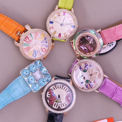 22号尾货Davena清仓捡漏奢华水钻表女皮带石英表时来运转Watch