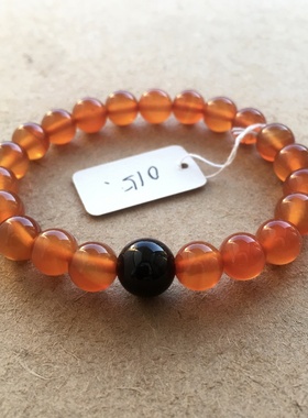 天然橙红色玛瑙点睛手串民族风