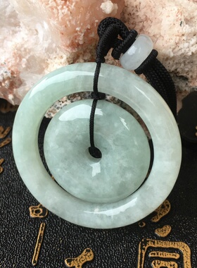 缅甸天然翡翠玉平安扣挂件女复古