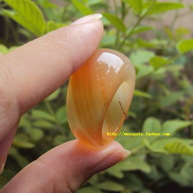 巴西纯天然橙黄玛瑙大头戒指/指环食指女正品宽14内径18.5mm