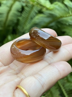 巴西纯天然玛瑙戒指女款宽厚食指指环原色无烧蜜糖复古饰品18+mm