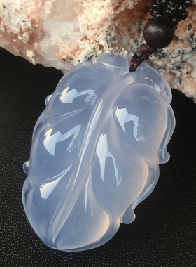 天然高冰蓝玉髓金枝玉叶吊坠甜美