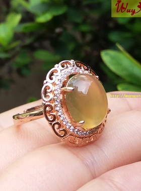 925银镶黄玉髓中式戒指女款复古