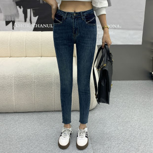 高腰小脚裤女式紧身显高铅笔裤韩版小个子弹力修身小脚牛仔裤百搭
