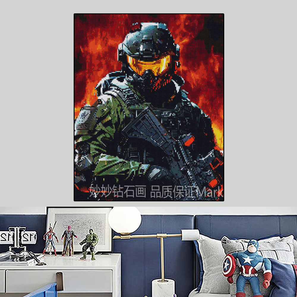 三角洲行动威龙钻石画儿童房男孩装饰画男生DIY手工马赛克十字绣