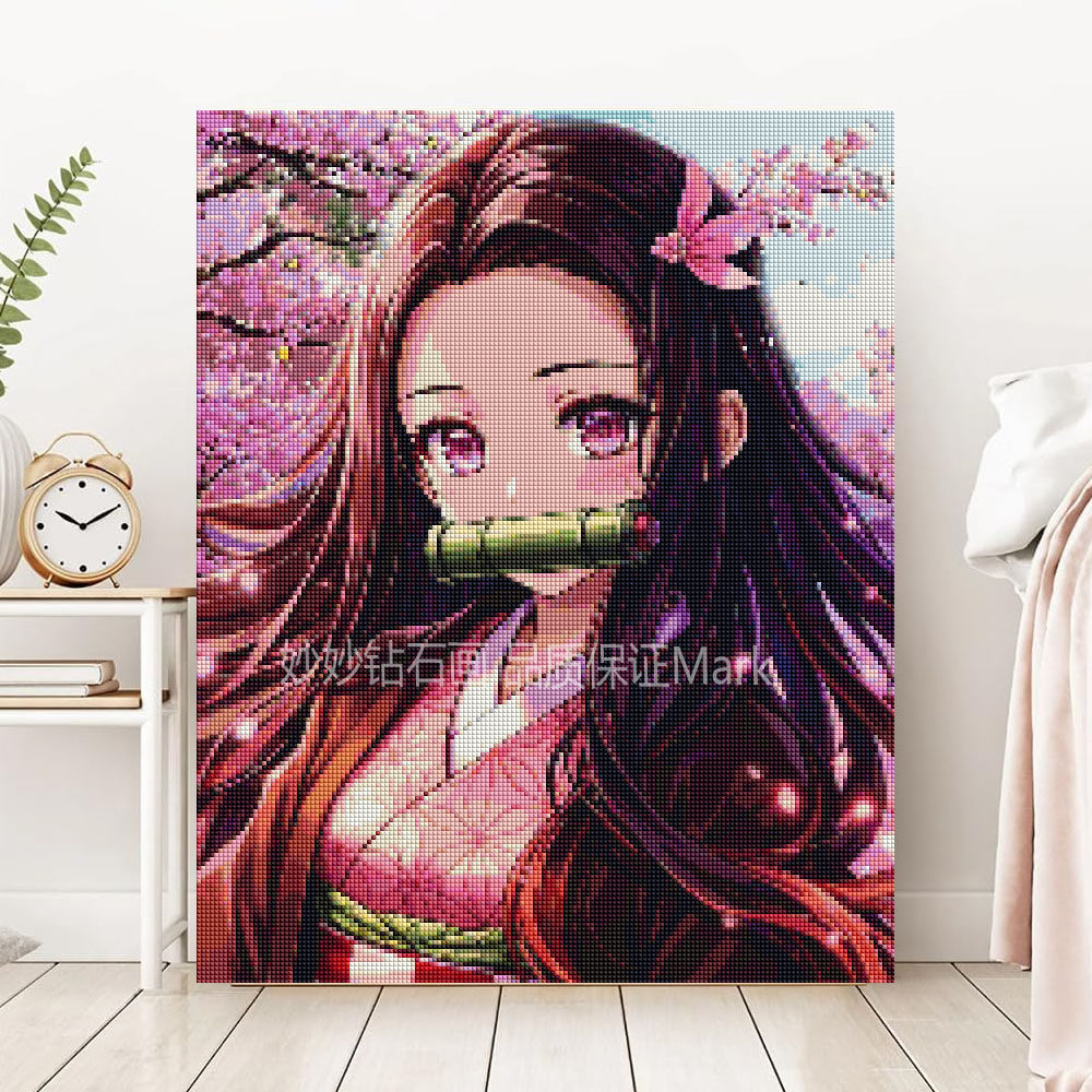 二次元动漫人物鬼灭之刃方钻石贴画祢豆子女孩子diy满钻石绣儿童