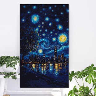 解压治愈梵高星空钻石画城市风景手工diy成人马赛克刺绣Landscape
