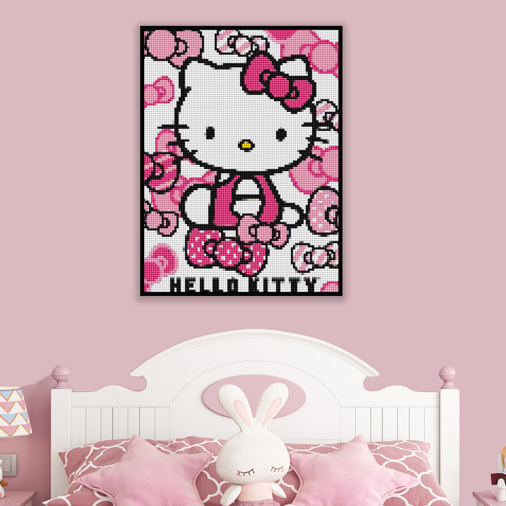 Hello Kitty十字绣满贴钻石画女孩diy手工成人马赛克砖石多凯蒂猫