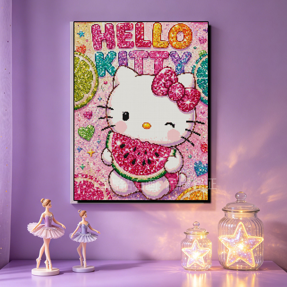 HelloKitty凯蒂猫钻石画2026新款高颜值女孩儿童diy手工十字绣