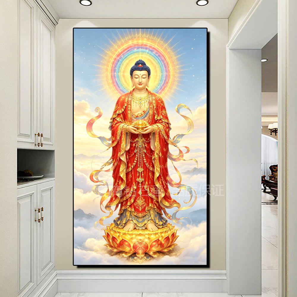 大尺寸南無阿彌陀佛像如来菩萨钻石画DIY手工客厅竖版玄关装饰画