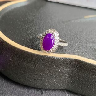 回收凝胶紫舒俱来戒指 18k金镶嵌 裸石约9.3 6mm 冰种完美皇家紫