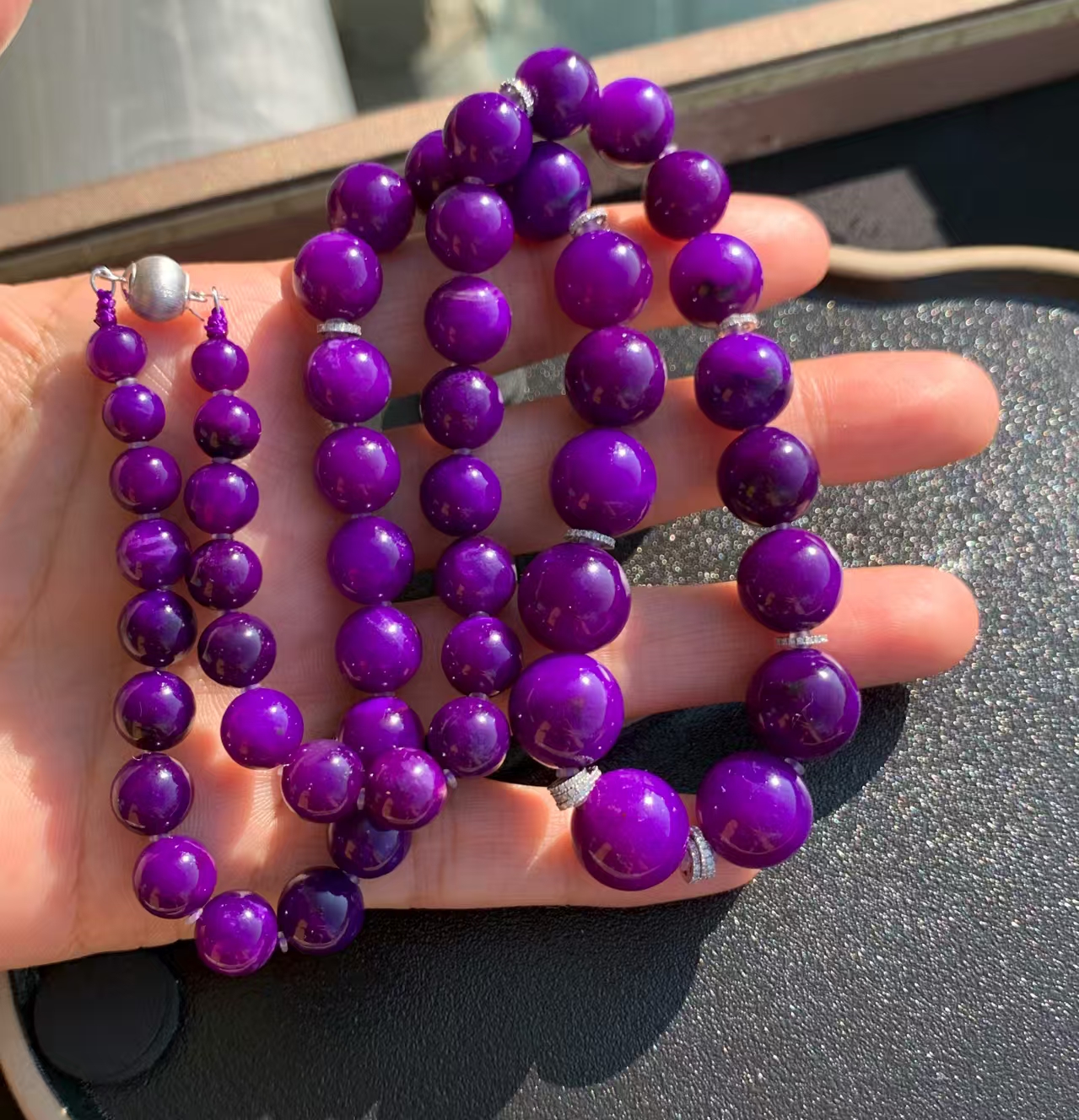 天然舒俱来项链凝胶紫塔链