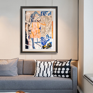 玄关现代简约LED灯光装 饰画客厅背景书房定制挂画抽象色彩壁画