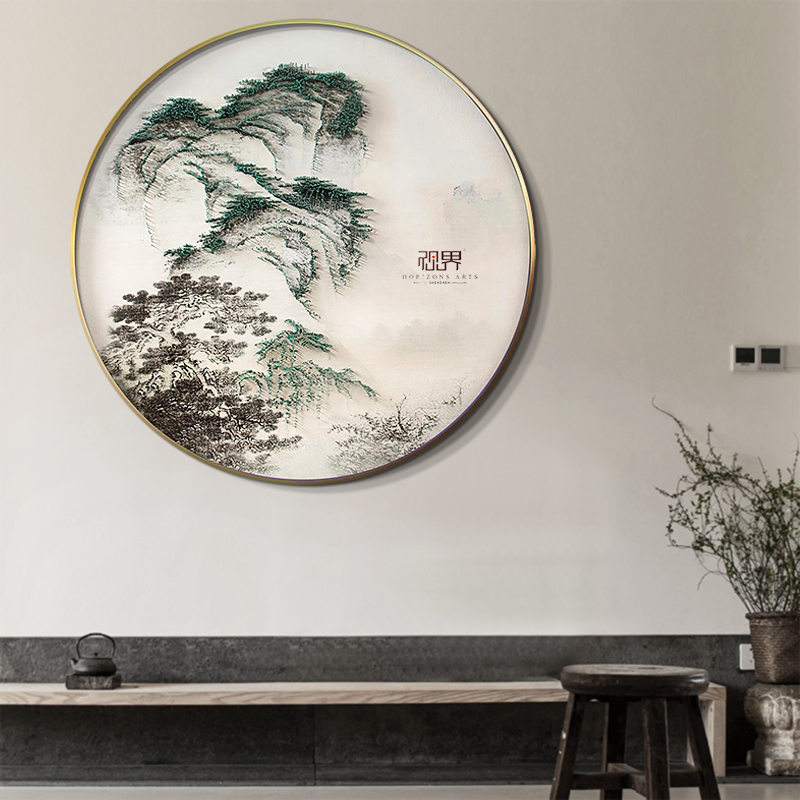 入门玄关手工定制立体钉子画中式