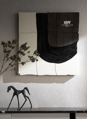 书房背景墙现代简约装饰画定制立体木雕手绘画客厅壁画过道茶室画