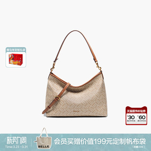 百丽女包新款 海鸥老花腋下hobo包大容量真皮斜挎托特包百搭X7199A