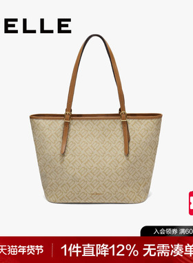 百丽包包女2025新海鸥老花通勤上班单肩轻便大容量托特包X7418CX5