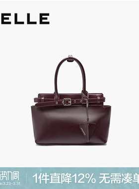 百丽包包女新飞行系列中号高级质感通勤大容量黑色手提包X7135DX4