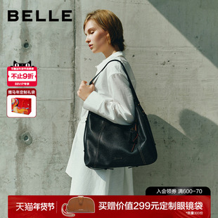 百丽流浪摩卡大号女包2026春新款植鞣质感单肩斜挎托特包Z9410AX6