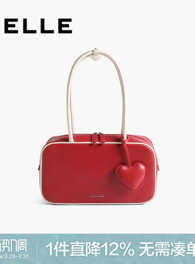 百丽包包女新款礼盒红色礼物大容量保龄球包手提波士顿包X7269AX5