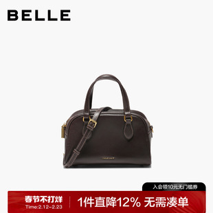 百丽女包2025新款手提保龄球包斜挎真皮反绒麂皮波士顿包BL861DX5