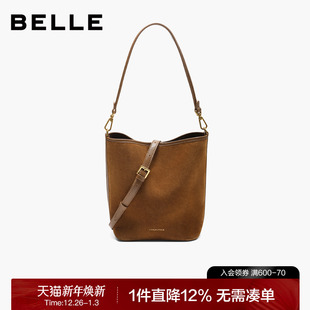 百丽包包女2025新款 海鸥老花单肩斜挎手提水桶包X7377CX5 商场同款