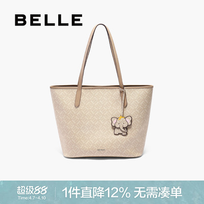 百丽女包新款海鸥老花手提托特包