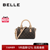 百丽包包女复古老花礼物经典 斜挎保龄球手提包小波士顿包X7054CX4