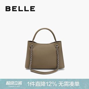 高质感通勤托特包超火真皮单肩斜挎手提包9867BAX5 百丽包包女新款