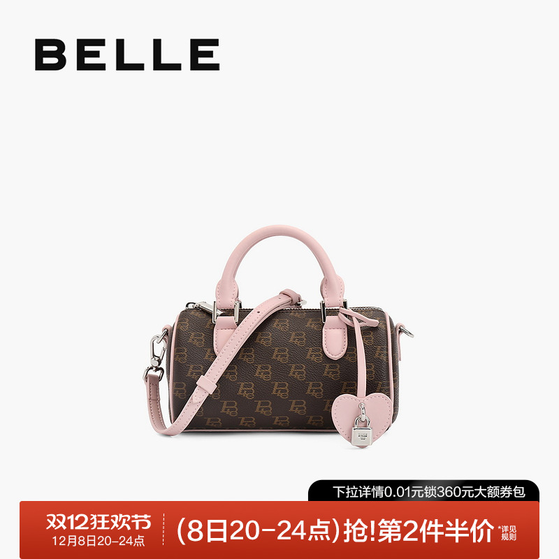 百丽时尚保龄球手提波士顿包