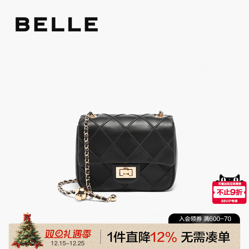 百丽2025小香风华夫饼小方包