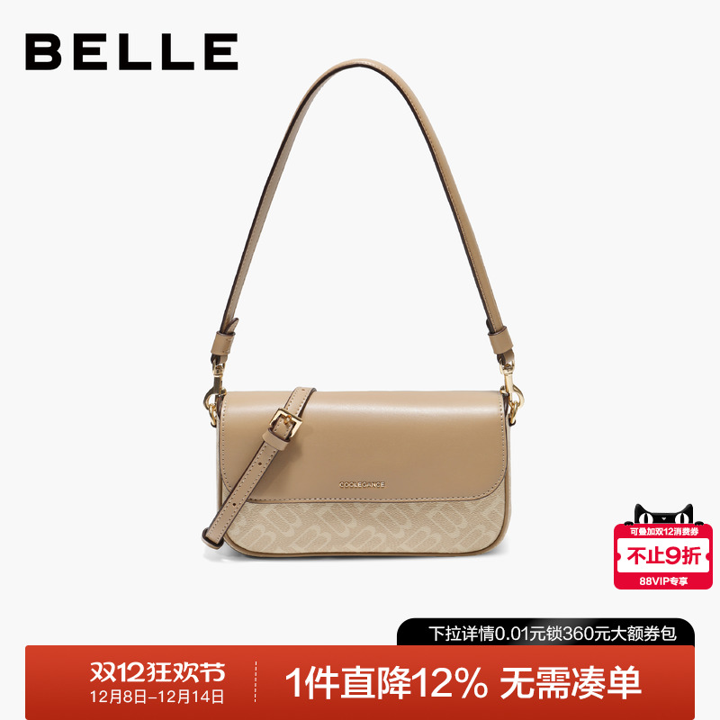 百丽25冬新款海鸥老花系列腋下包