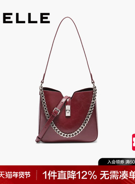 百丽包包女新款商场同款斜挎水桶包红色婚包链条包托特包BL837CX5