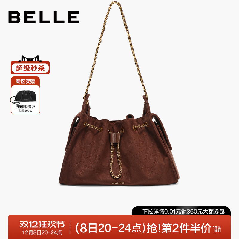 百丽2025新款休闲小香风托特包