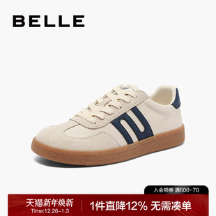 女鞋 复古运动跑鞋 子2024秋季 休闲鞋 Z7J1DAM5 新款 百丽跑道德训鞋