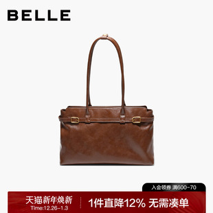 百丽包包女2025新款 通勤皮带扣法棍单肩大容量托特包F3073DX5 时尚