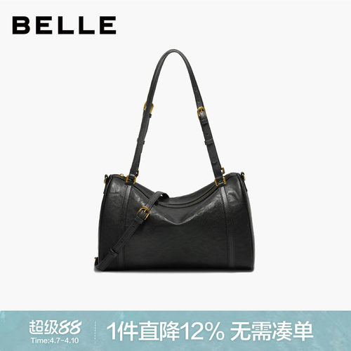 百丽反绒麂皮波士顿包女斜挎
