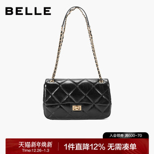 百丽包包女2025新款 优雅小香风大菱格单肩斜挎链条绗缝包JX164DX5