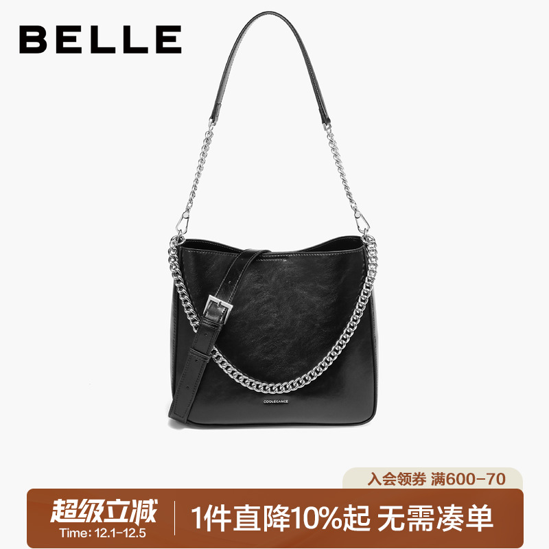 百丽2025新款简约链条水桶包