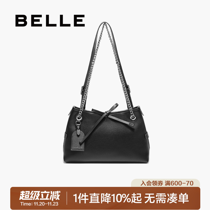 百丽25新款时尚蝴蝶结链条托特包