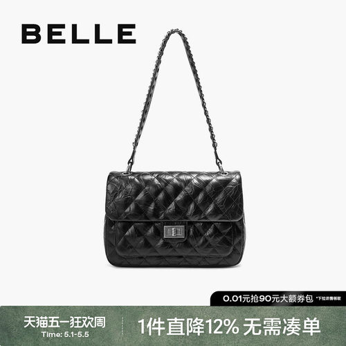 百丽包包女新款黑色质感通勤小香风链条单肩腋下包斜挎包BL768DX4
