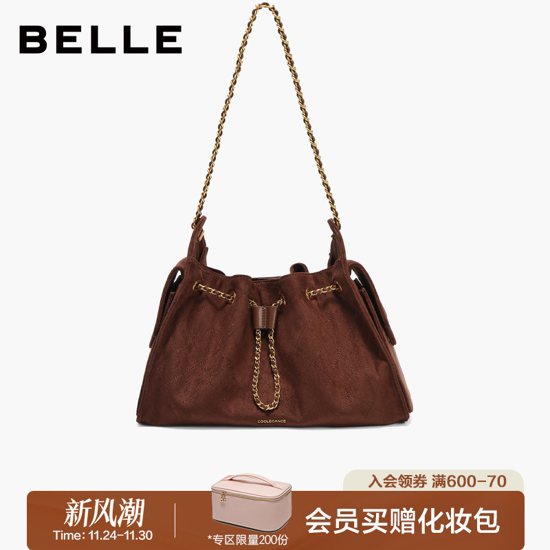 百丽2025新款休闲小香风托特包