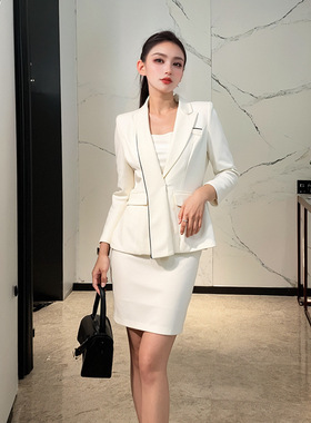 2024秋冬装新款职业通勤气质修身西装外套包臀半身裙两件套a5251