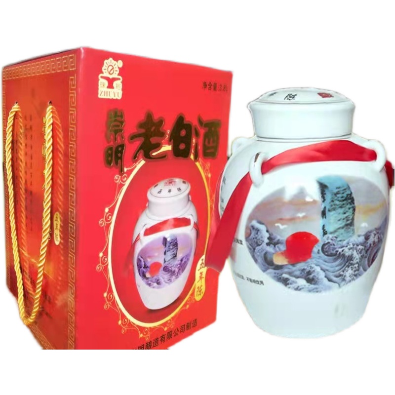 东明纯糯米酿造五年陈崇明老白酒11度清甜型糯米酒3.8L瓷坛装黄酒