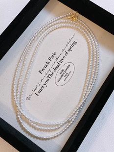 极细珍珠毛衣链长款多圈珍珠项链小米珠baby珠项链长款珍珠毛衣链