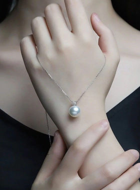 925银澳白珍珠吊坠女王妃款镶钻珍珠锁骨链经典法式戴妃珍珠吊坠