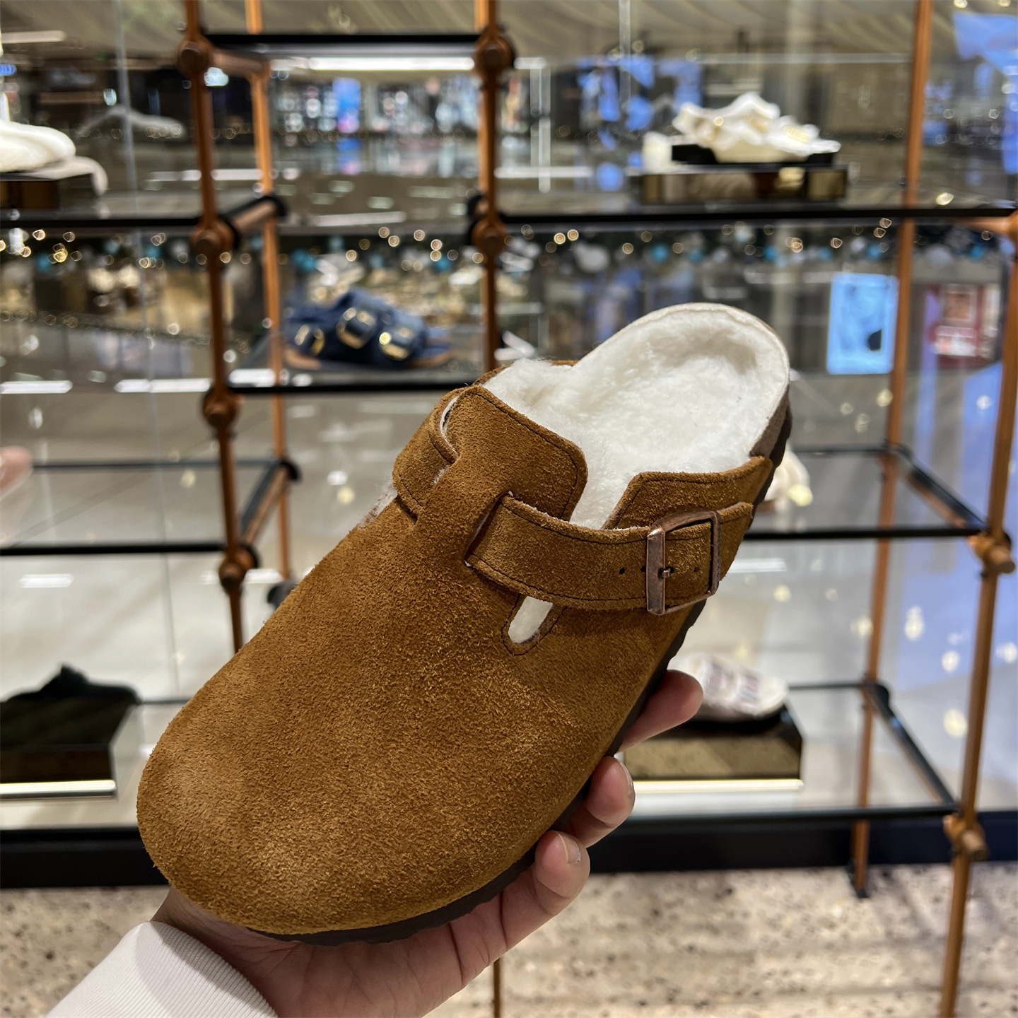 德国勃肯鞋半拖包头加绒保暖拖鞋