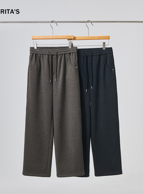 APO男装|跨境男士休闲裤冬季加绒加厚宽松直筒垂坠感百搭系带长裤